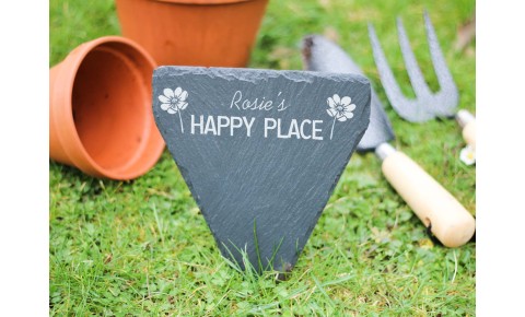Personalised Happy Place Garden Marker